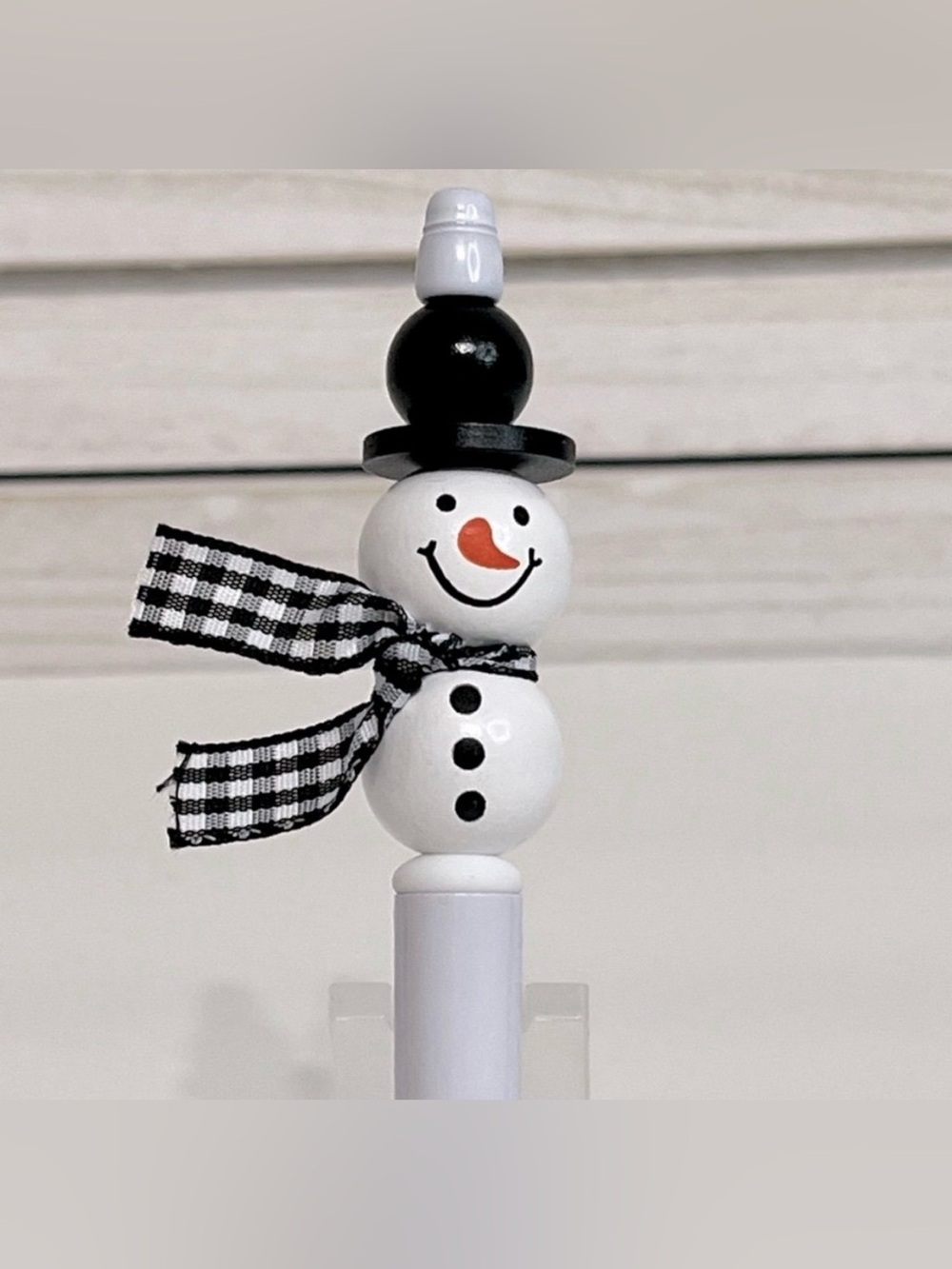 Handmade Snowman with Scarf Beaded Pen